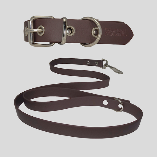 Ensemble collier et laisse imperméables Brown Sugar